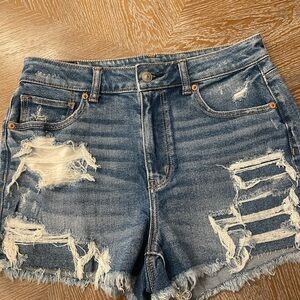American Eagle Outfitters Blue Distressed Jean Shorts